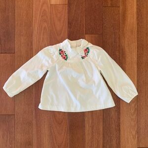 Janie and Jack Girls Toddler Long Sleeve Embroidered Top Floral 3T Ivory